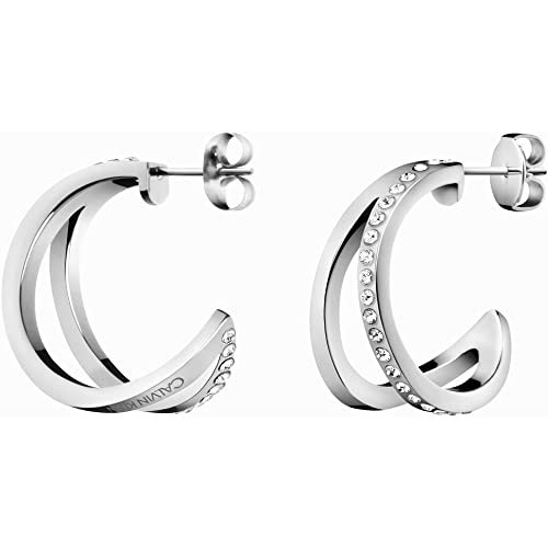 Calvin Klein Damen-Creolen Outline Edelstahl, Kristall Swarovski-Kristall One Size Silber 32011440