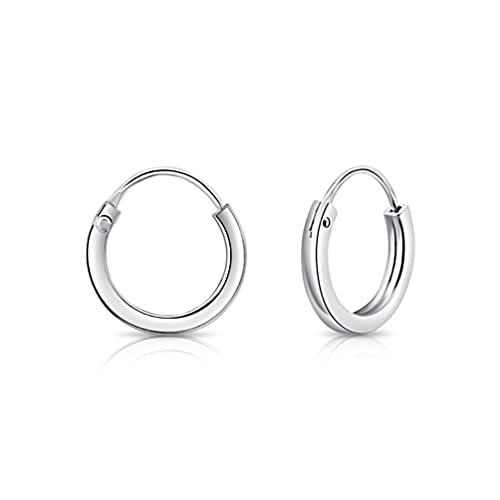 DTPsilver - Damen - Creolen Quadratisch - Ohrringe 925 Sterling Silber - Klein/Mittelgroße/Groß - Dicke 2 mm - Durchmesser 10 mm