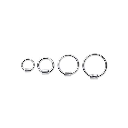 4 Paar 925 Silber Creolen Set glänzend kleine Feder Ohrknochen Ohrringe für Frauen 6 mm - 12 mm