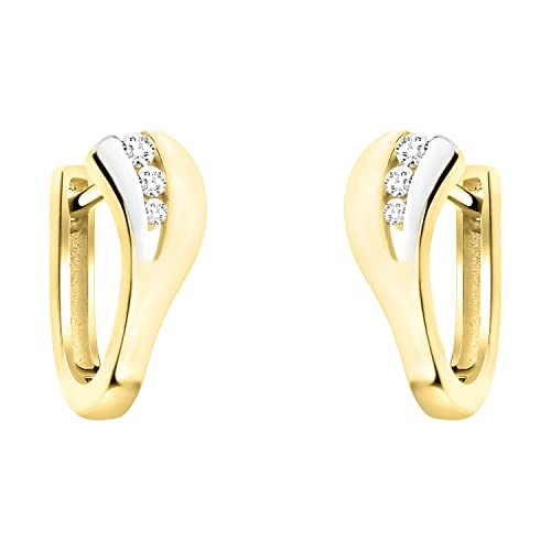 SOFIA MILANI - Damen Ohrringe 925 Silber - teils vergoldet/golden und mit Zirkonia Steinen - Bicolor Creolen - E1705