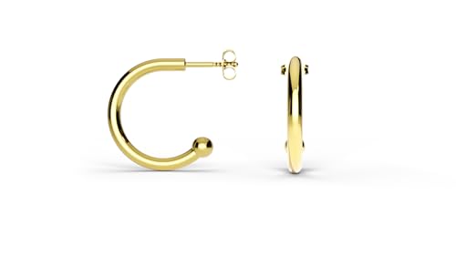 TIABELLE – Creolen LOOP aus Titan – Goldfarbene Ohrringe für Damen – allergenfrei und hautverträglich – Handmade in Germany (18 mm)