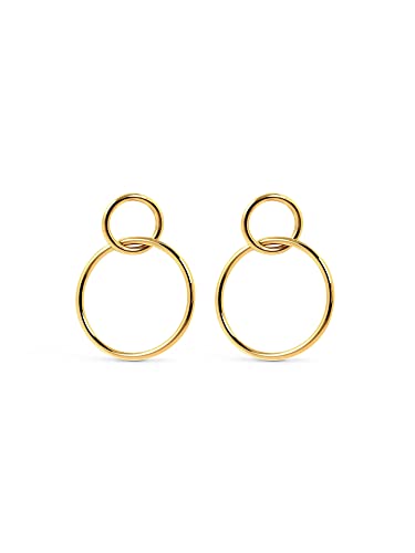 SINGULARU - Ohrringe Sister Gold - Ohrringe aus Messing mit 18kt Vergoldung - Leichte Creolen-Ohrringe mit Ohrsteckerverschluss - Damenschmuck