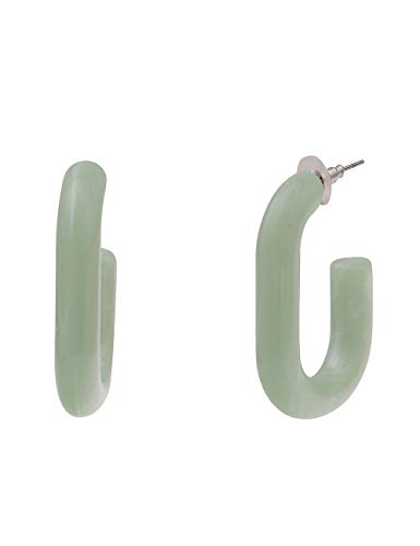 Leslii Damen-Ohrringe leichte Creolen Oval ovale Ohrringe grüne Modeschmuck-Ohrringe Kunststoff-Ohrschmuck in Grün Mint