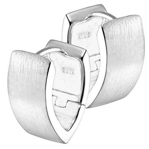 Vinani Damen Ohrringe 925 Silber - Klapp-Creolen V-Form breit mattiert - aus 925 Sterling Silber für Frauen - CJC