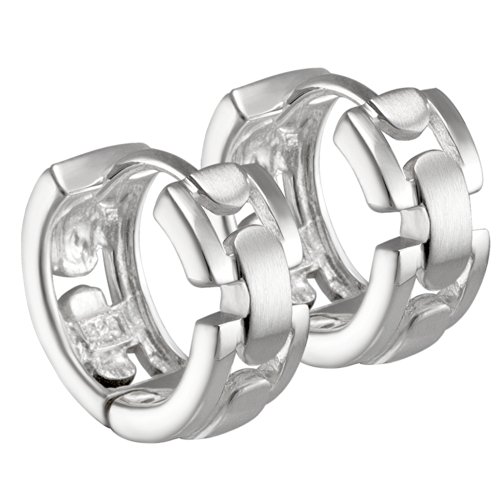 Vinani Klapp-Creolen Glieder mattiert glänzend Sterling Silber 925 Ohrringe CRKG