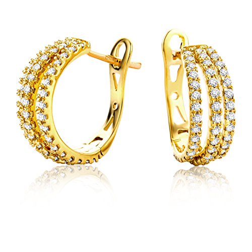 Miore Ohrringe Damen 0.6 Ct Diamant Creolen aus Gelbgold 18 Karat / 750 Gold, Ohrschmuck mit Diamanten Brillianten