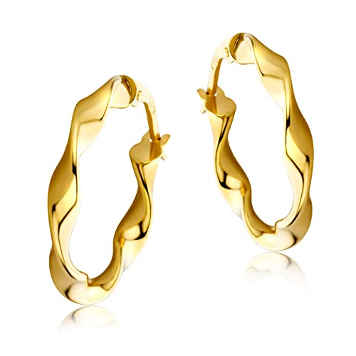 Miore Schmuck Damen glänzende Creolen Ohrringe aus Gelbgold 9 Karat / 375 Gold