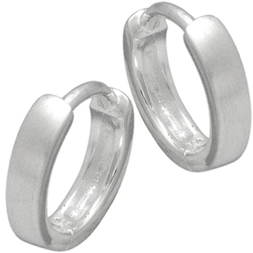 Vinani Unisex Ohrringe 925 Silber - Klapp-Creolen - klein mattiert - Ohrring Set für Damen und Herren aus 925 Sterling Silber - CKM