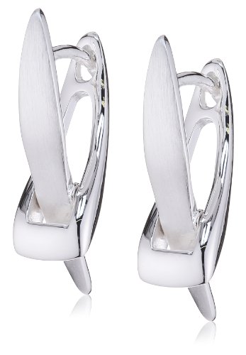 Vinani Damen Ohrringe 925 Silber - Klapp-Creolen Ohrring Set für Frauen aus 925 Sterling Silber X-Form 20mm lang 5mm breit CXV