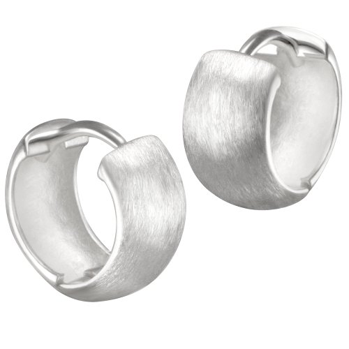 Vinani Damen Ohrringe 925 Silber - Klapp-Creolen gebürstet abgerundet - aus 925 Sterling Silber für Frauen - CARG