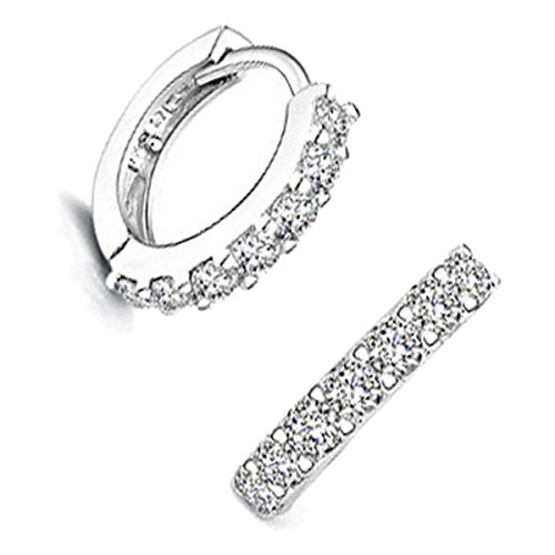 GWG Jewellery Damen Ohrringe Geschenk Sterling Silber Veredelte Creolen Ohrringe, geschmückt mit glitzernden Steinen, rund, festlich für Frauen