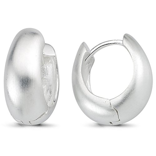 Vinani Klapp-Creolen oval bauchig mattiert Sterling Silber 925 Ohrringe 2CKF