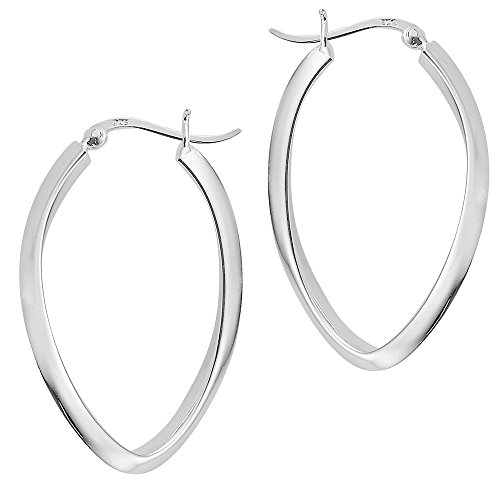 Vinani Damen Ohrringe 925 Silber - Klapp-Creolen oval kantig glänzend - Ohrring-Set mit Bügel Schranken Verschluss - 925 Sterling Silber - 2CGG
