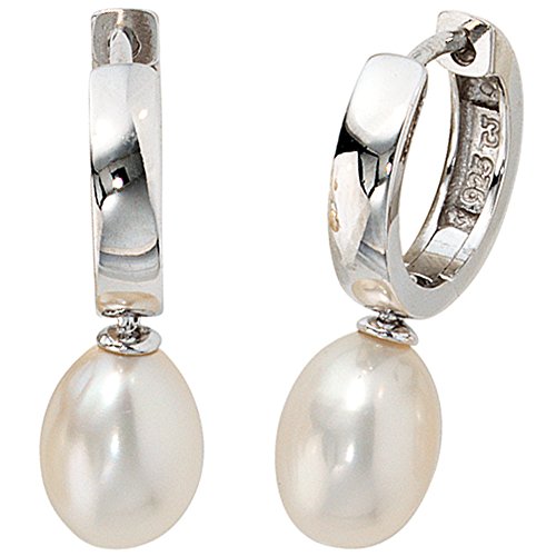 Jobo Damen Creolen 925 Silber 2 Süßwasser Perlen Ohrringe Perlenohrringe