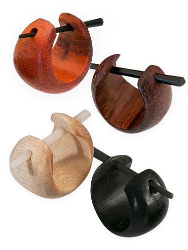 Fly Style Holz Ohrringe rund I Kleine Holz Creolen klassisch I verschiedene Modelle, Modell:Modell B