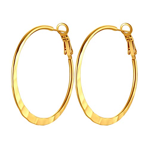 PROSTEEL Creolen Ohrringe für Frauen Mädchen 18k vergoldet flache Hoop Ohrringe 40mm Runde Ohrringe trendiger Ohrschmuck Hoop Earrings für Beste Freundin