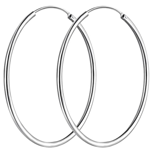 T400 Creolen Sterling Silber 925 Groß Kreis Endless Ohrringe für Damen Durchmesser: 25-65mm