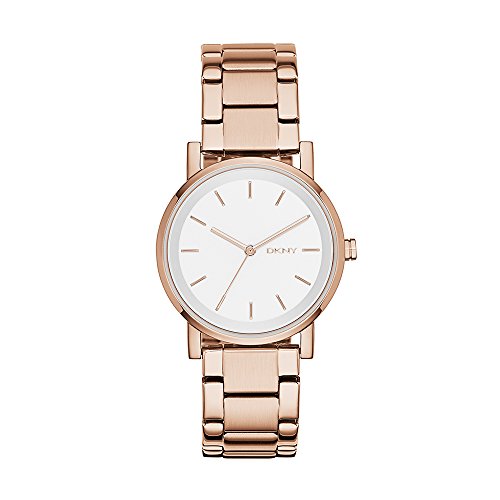 DKNY Soho Damen-Armbanduhr, 34 mm, Edelstahl, Quarz-Uhrwerk, Roségold, Quarz-Uhrwerk, Rose Gold, Quarz-Uhrwerk
