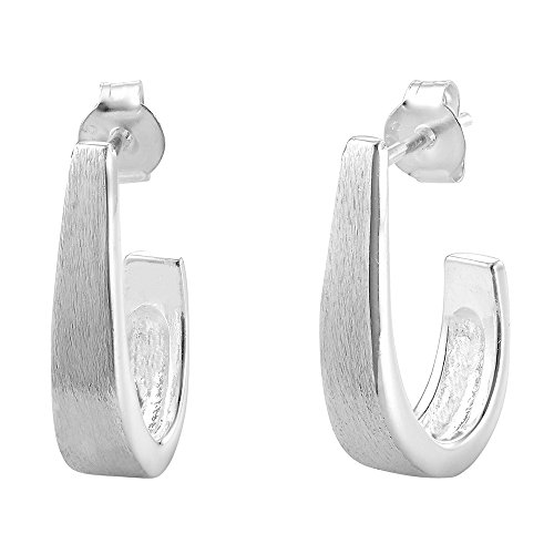 Vinani Damen Ohrstecker 925 Silber - Halb Creolen klein mattiert - Ohrringe aus 925 Sterling Silber - 2CHA