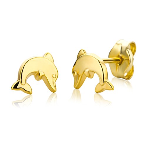 Miore Ohrringe Kinder Mädchen Gelbgold 9 Karat / 375 Gold Ohrstecker mit Delfin